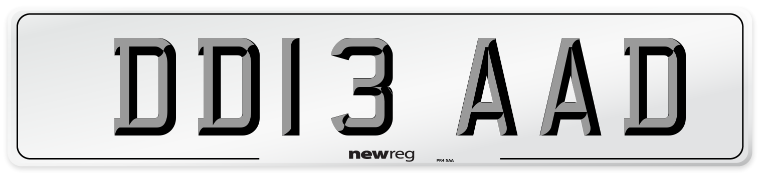 DD13 AAD Number Plate from New Reg